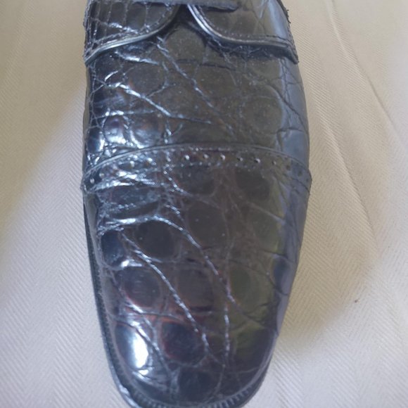 Zelli Men's Crocodile Leather Shoes - BLACK 12M - Picture 6 of 12